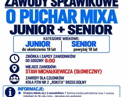 Zawody spławikowe o Puchar Mixa – Junior + Senior już w niedzielę!