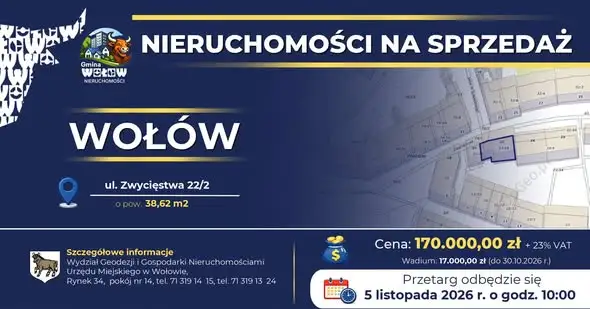 Gmina Wołów sprzedaje mieszkanie przy ul. Zwycięstwa 22/2. Cena wywoławcza 170 tys. zł