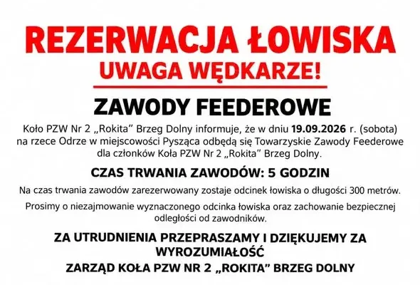 II tura Grand Prix Koła w feederze – zawody na Odrze w Pyszącej