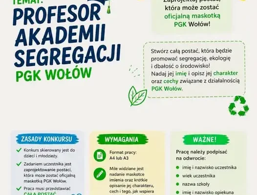 Konkurs dla uczniów: zaprojektuj maskotkę PGK Wołów