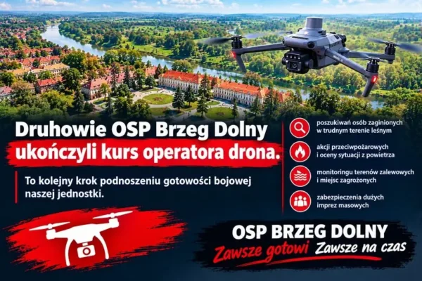 Druhowie z OSP Brzeg Dolny zdobyli uprawnienia operatora drona