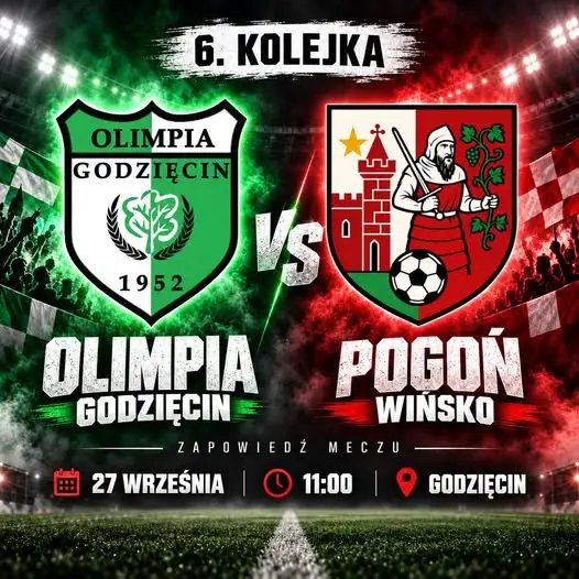 Pogoń Wińsko zagra na wyjeździe z Olimpią Godzięcin w 6. kolejce