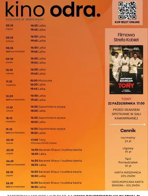 Kino Odra w Brzegu Dolnym zaprasza na październikowe seanse
