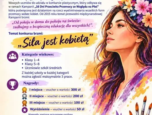 Konkurs plastyczny „Siła jest kobietą” w Gminie Brzeg Dolny – zaproszenie dla uczniów