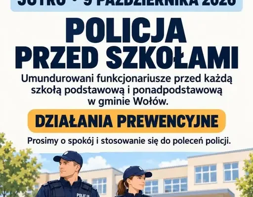 Policja przed szkołami w gminie Wołów – prewencyjne działania burmistrza
