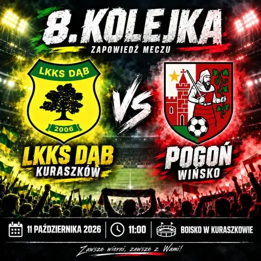Pogoń Wińsko zagra na wyjeździe z LKKS Dąb Kuraszków